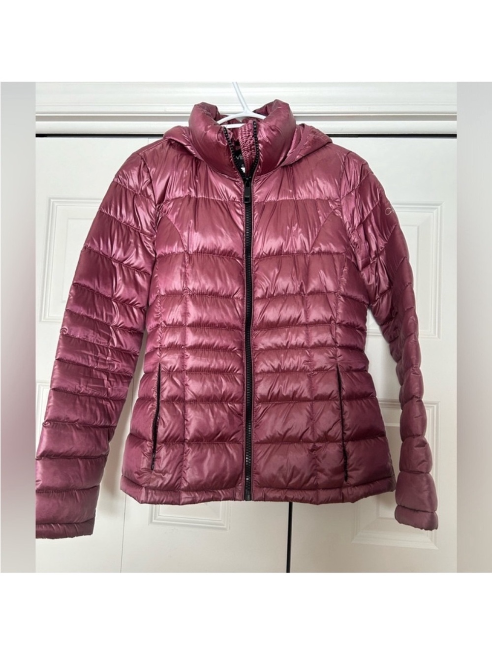 Calvin Klein Hooded Quilted Puffer Jacket in Rose